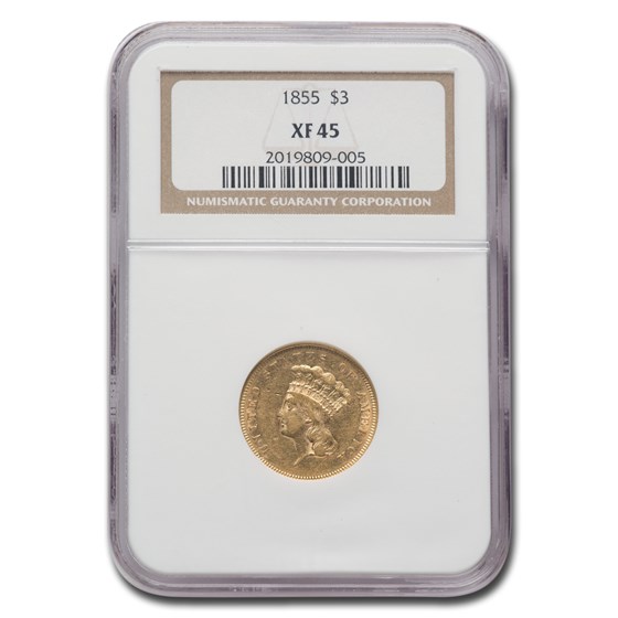 1855 $3 Gold Princess XF-45 NGC 1855 $3 Gold Princess XF-45 NGC